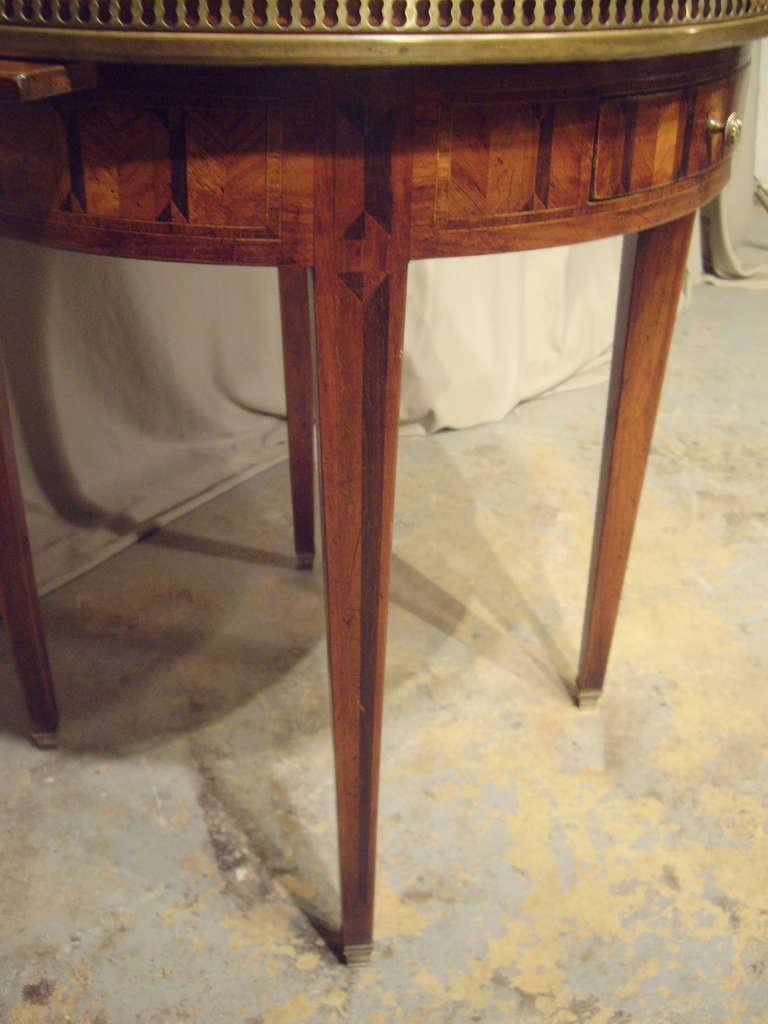 Marble Elegant Louis XVI Style, Inlaid Bouillotte Table