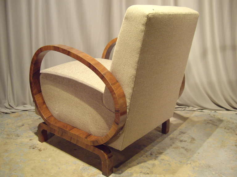 Pair of Art Deco Walnut Armchairs 1