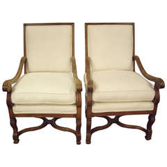 Pair of 19th Century Louis XIV Style Armchairs