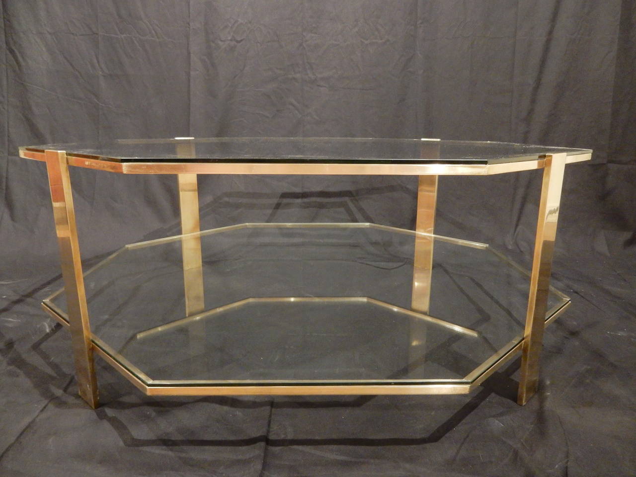 Mid-Century Modern Maison Malabert Bronze Octagonal Coffee Table For Sale
