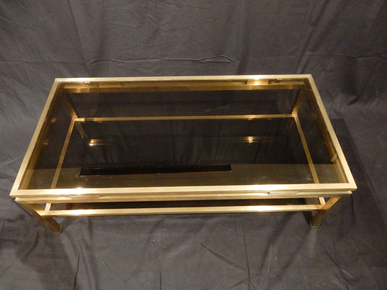 Mid-Century Modern Guy Lefevre Brass Coffee Table for Maison Jansen For Sale