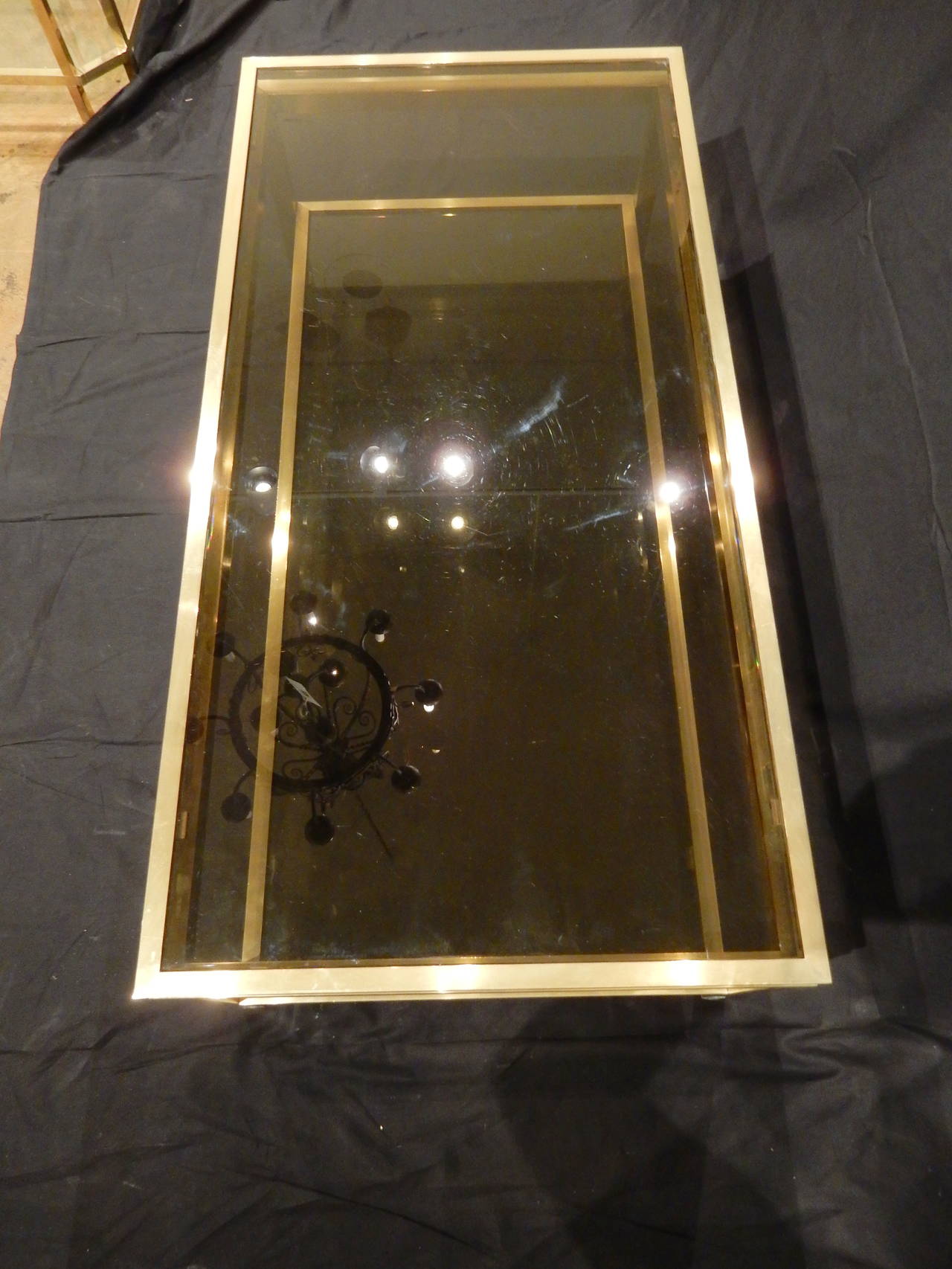 French Guy Lefevre Brass Coffee Table for Maison Jansen For Sale