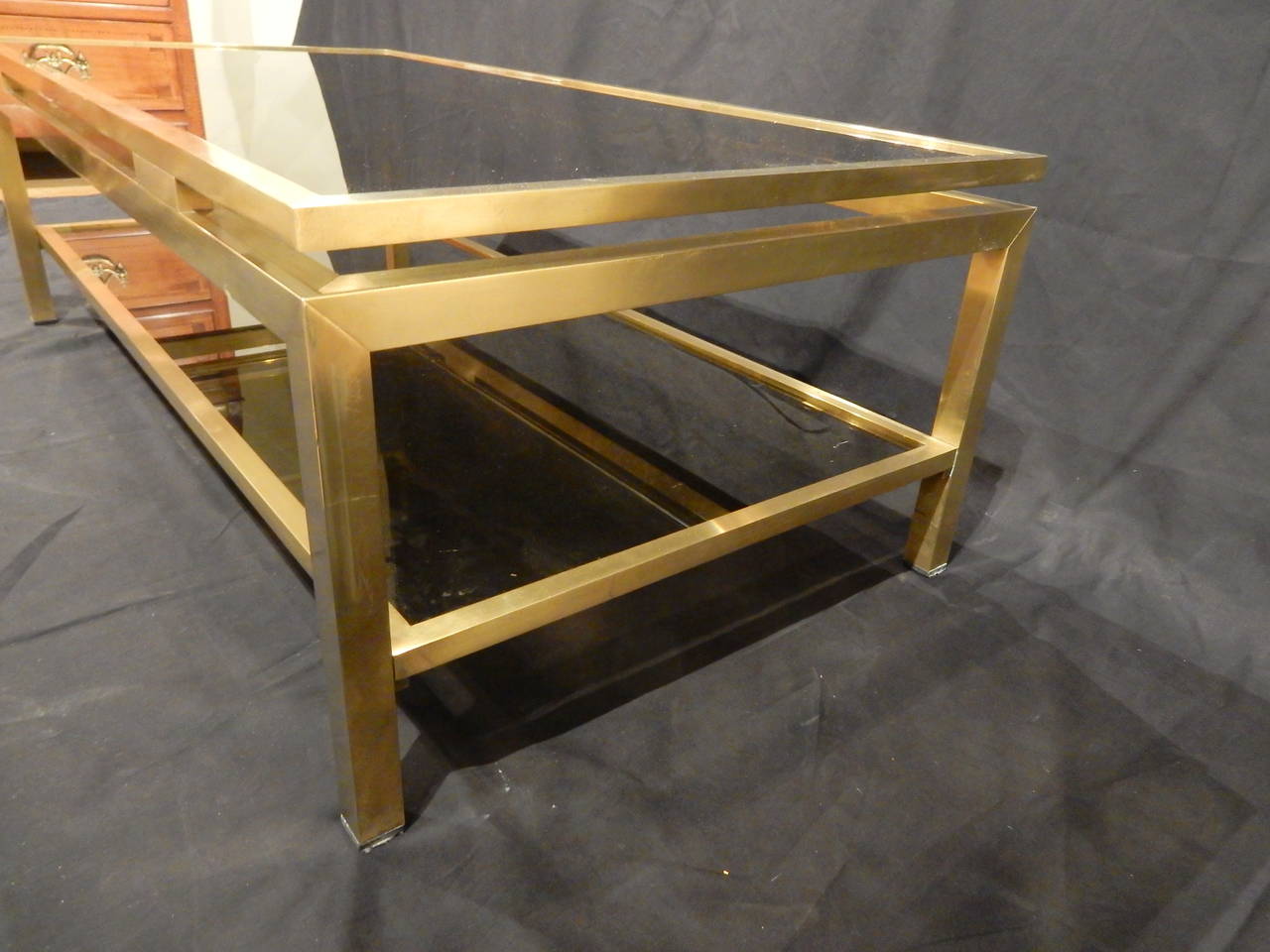 Guy Lefevre Brass Coffee Table for Maison Jansen In Good Condition For Sale In New Orleans, LA