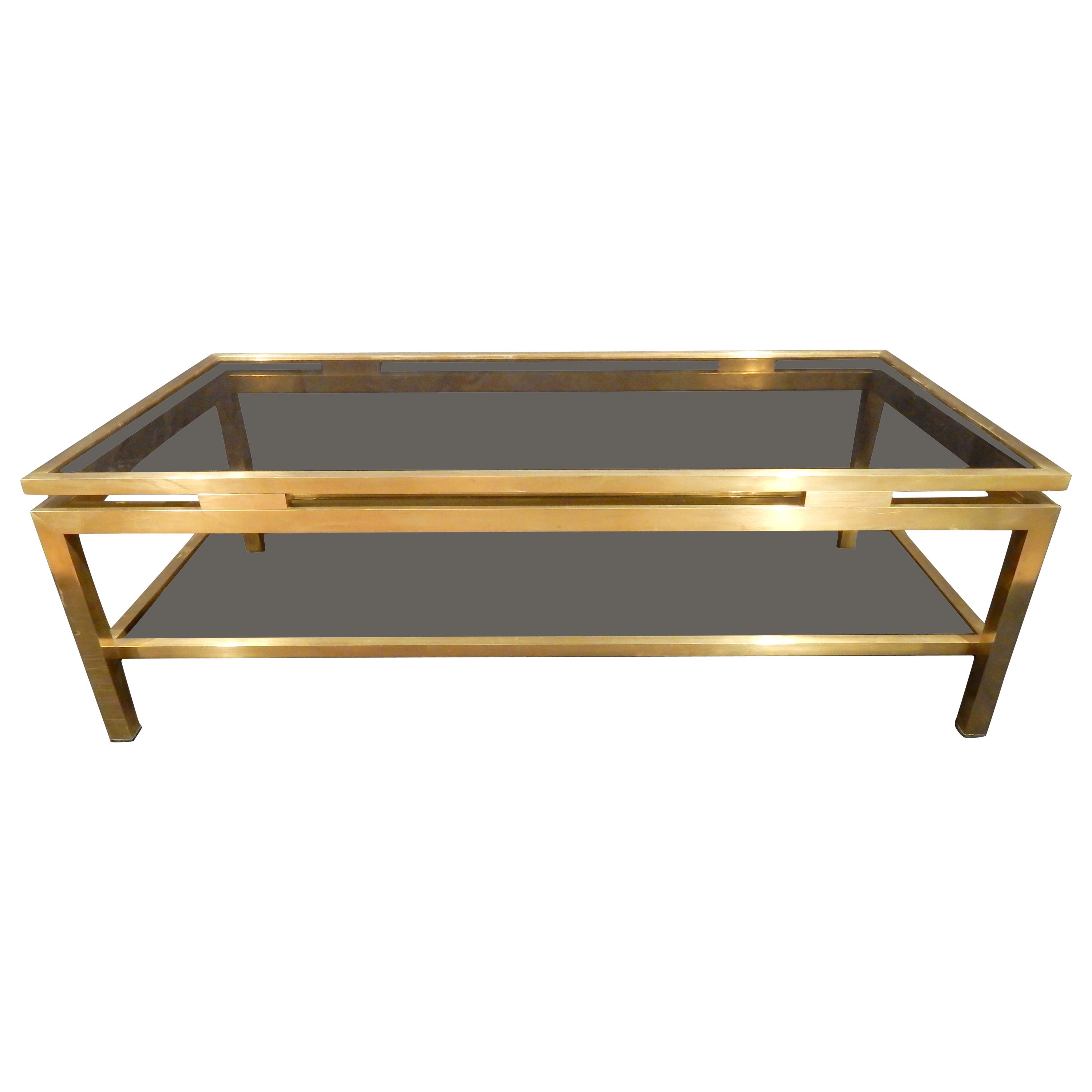 Guy Lefevre Brass Coffee Table for Maison Jansen For Sale