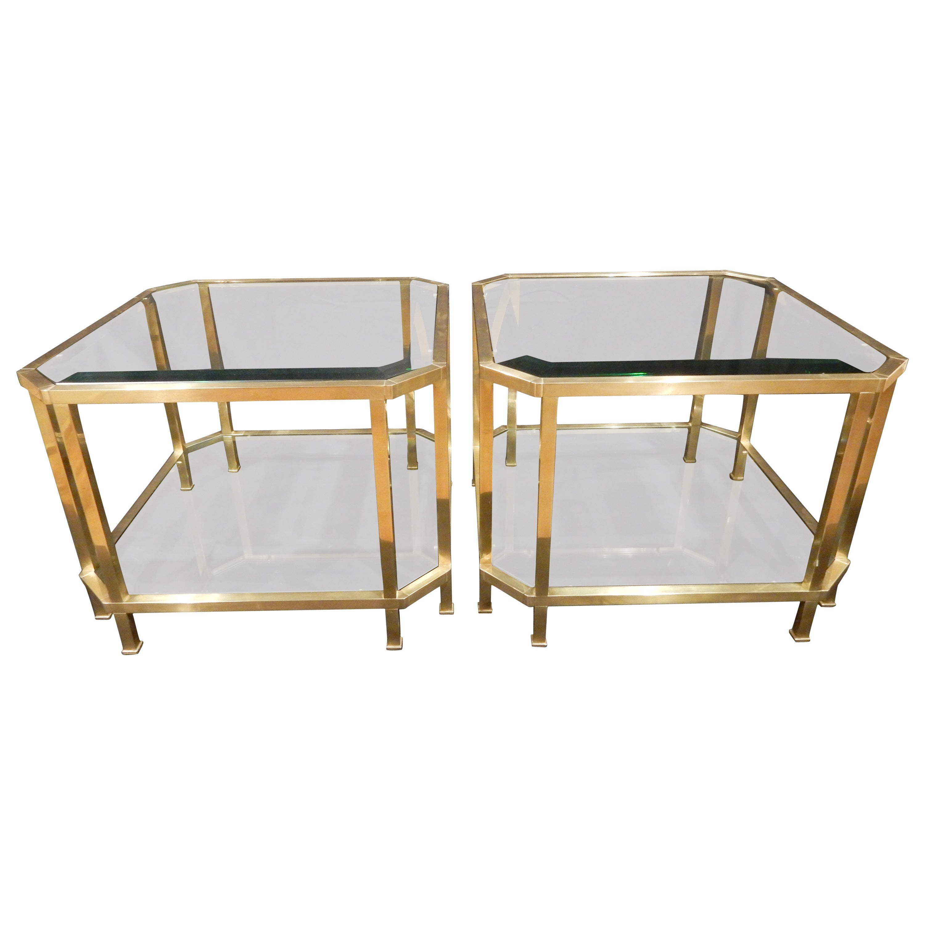 Pair of Quality French Brass Coffee Tables For Sale