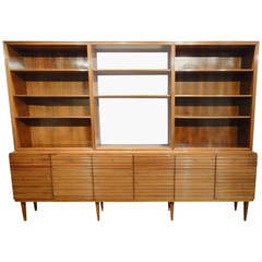 Italian Mid-Century Modern Walnut Bookcase Cabinet