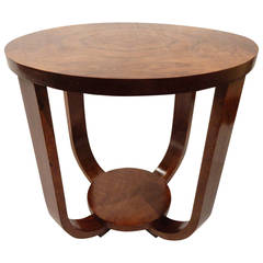 Small Round Art Deco Walnut Table