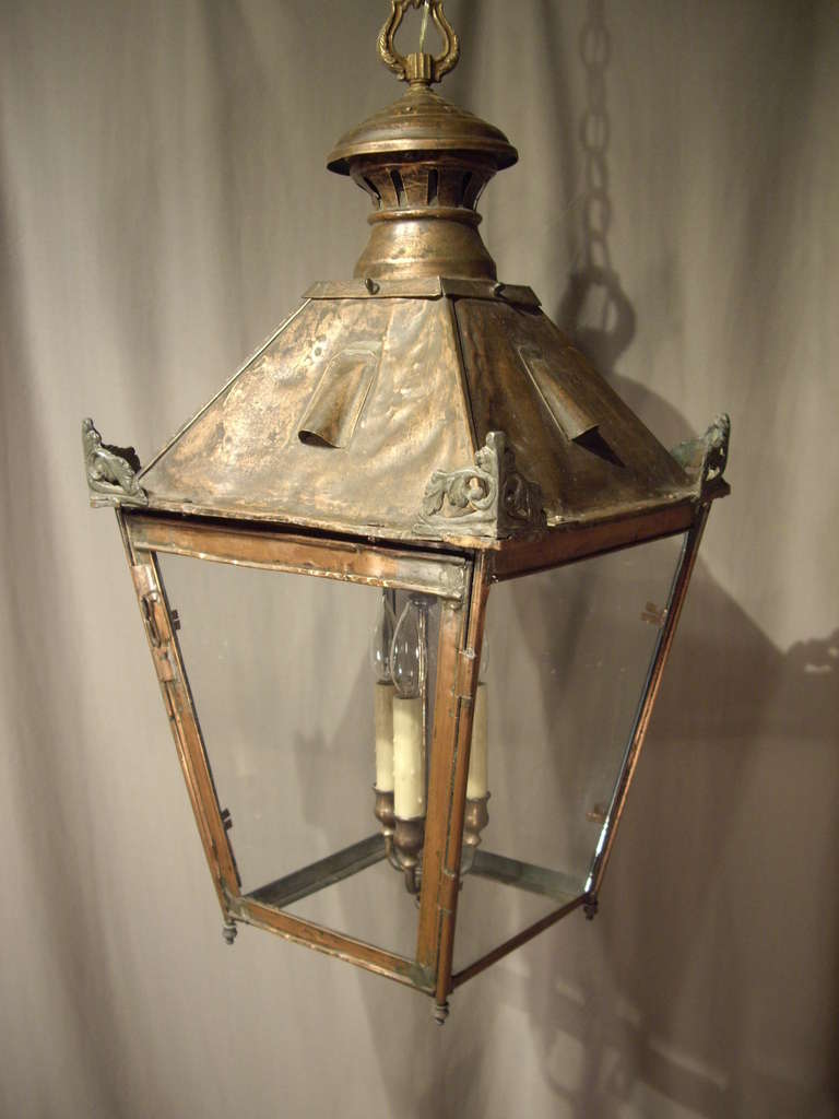20th Century 19th Century French Copper Lantern