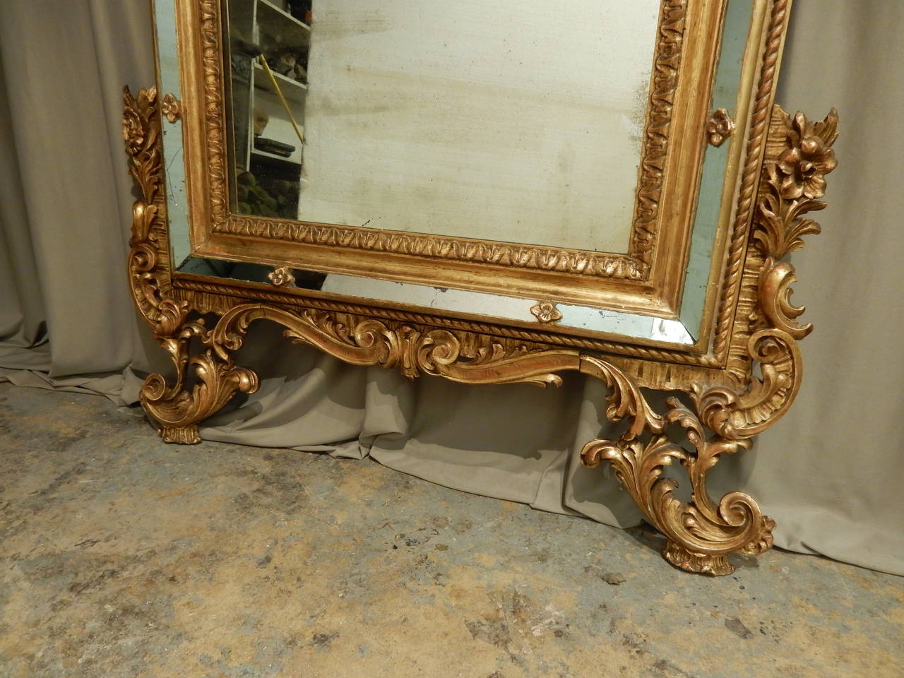 Wood 19th Century Italian Rococo Italian Gilt Mirror