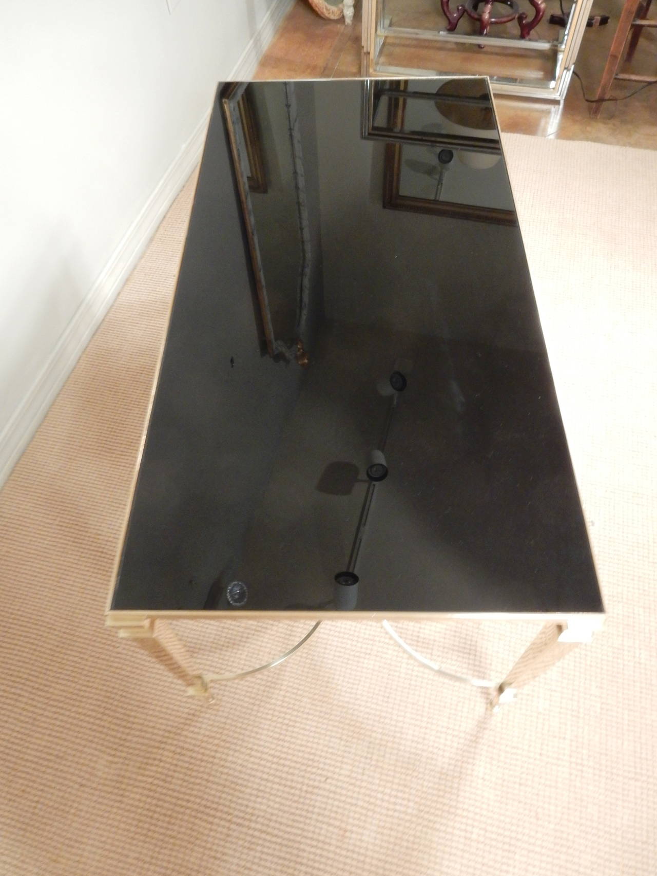 French High Quality Neoclassical Brass Coffee Table For Sale