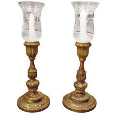 Antique Pair Of French Gilt Candlesticks