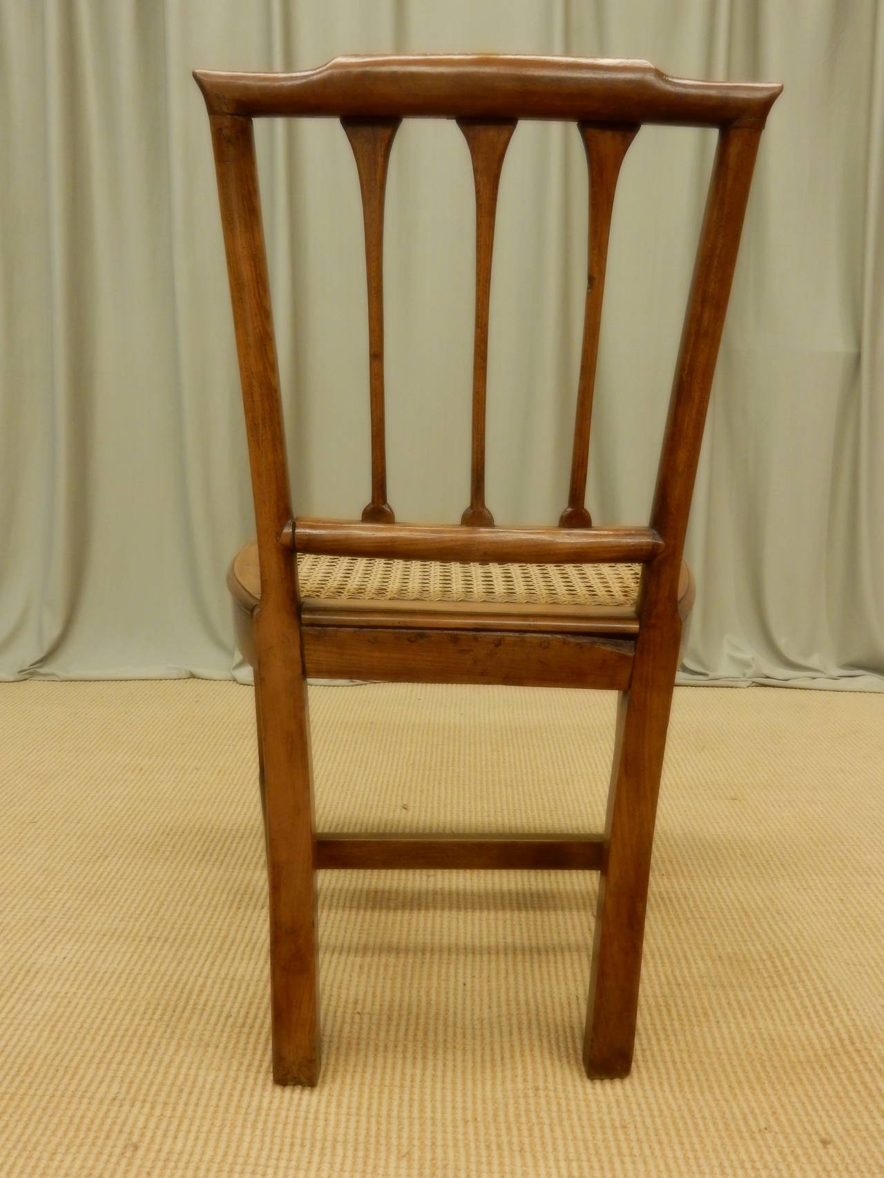 19th Century 8 Italian 19th. c walnut canned seat dining chairs For Sale