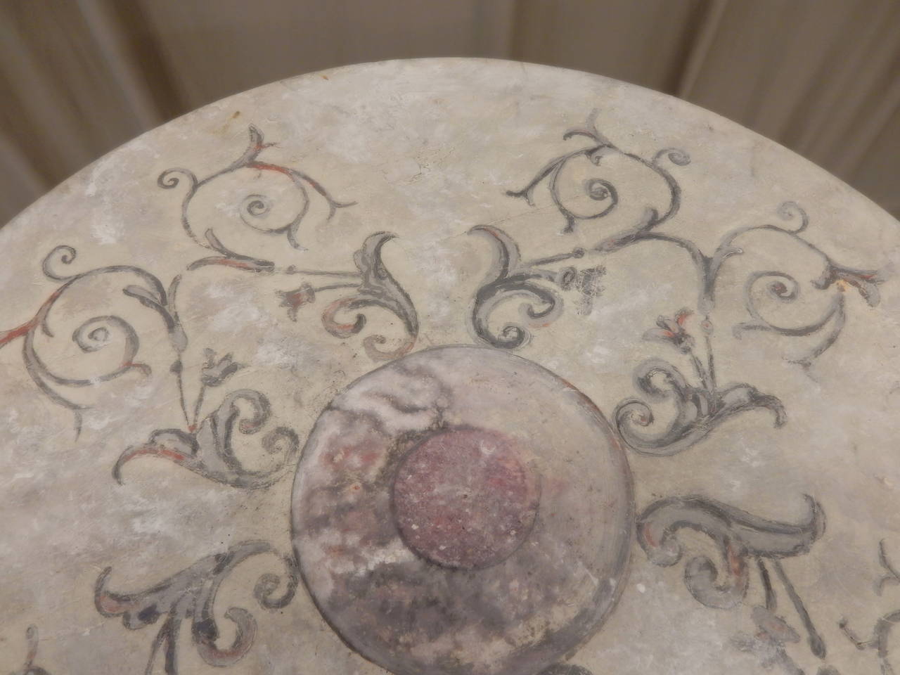 Faux Marble-Top on Iron Base Table For Sale 1