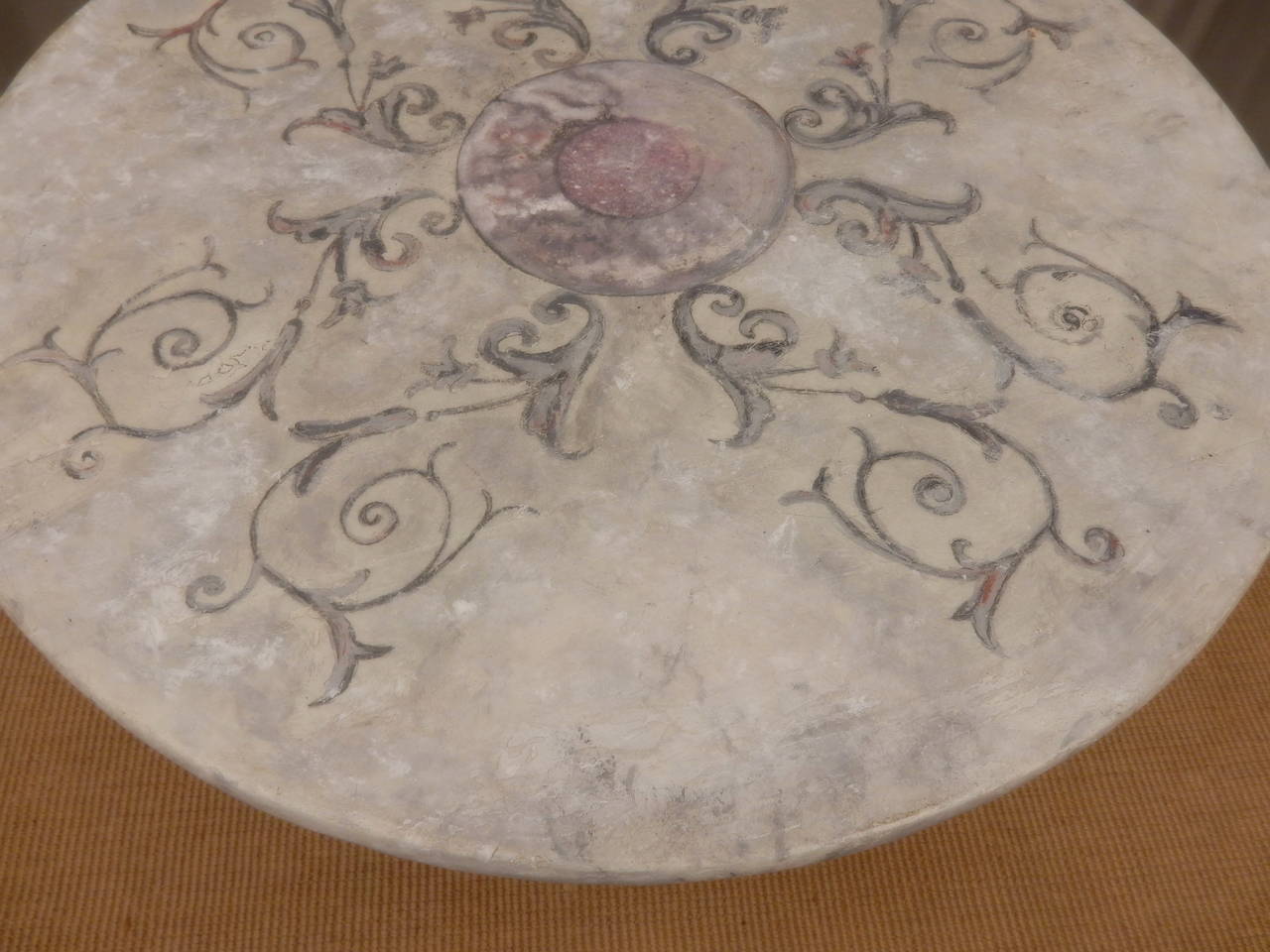 Faux Marble-Top on Iron Base Table For Sale 2