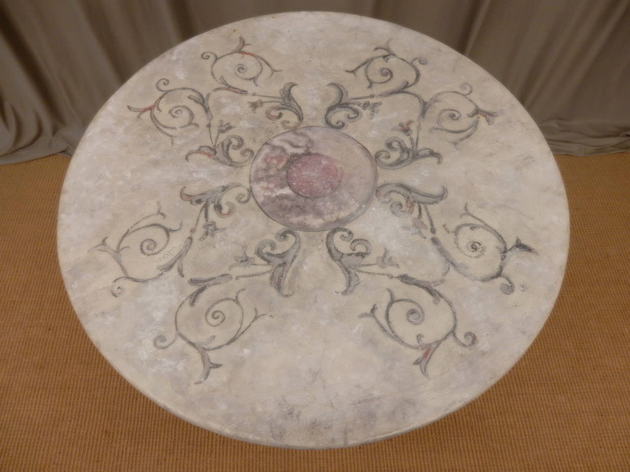 Faux Marble-Top on Iron Base Table For Sale 3