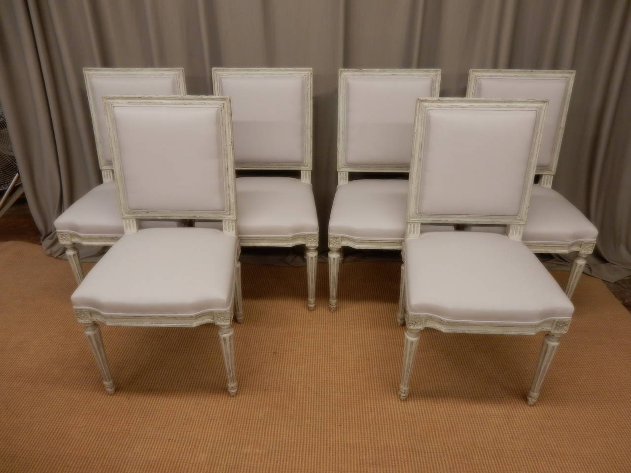 Set of 8 Louis XVI style painted dining chairs