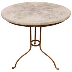 Faux Marble-Top on Iron Base Table