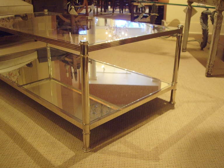 Vintage Silver And Glass Coffee Table At 1stdibs