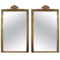 Pair gold and silver 19th c mirrors