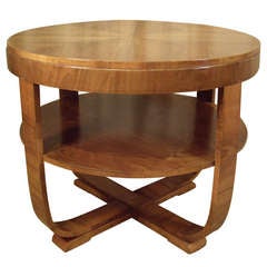 Art Deco Round Walnut Table Art Deco Round Walnut Table