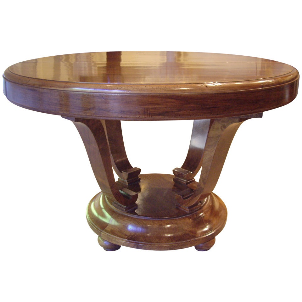 Art Deco Walnut Center, Hall, or Extension Dining Table