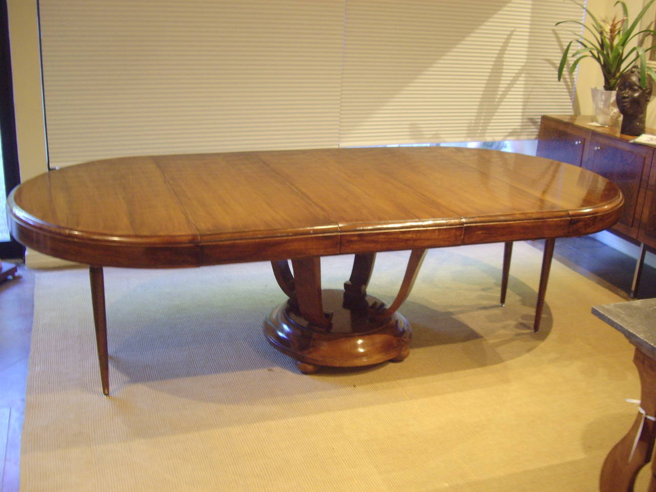Mid-20th Century Art Deco Walnut Center, Hall, or Extension Dining Table
