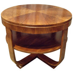 Art Deco Round Walnut Table