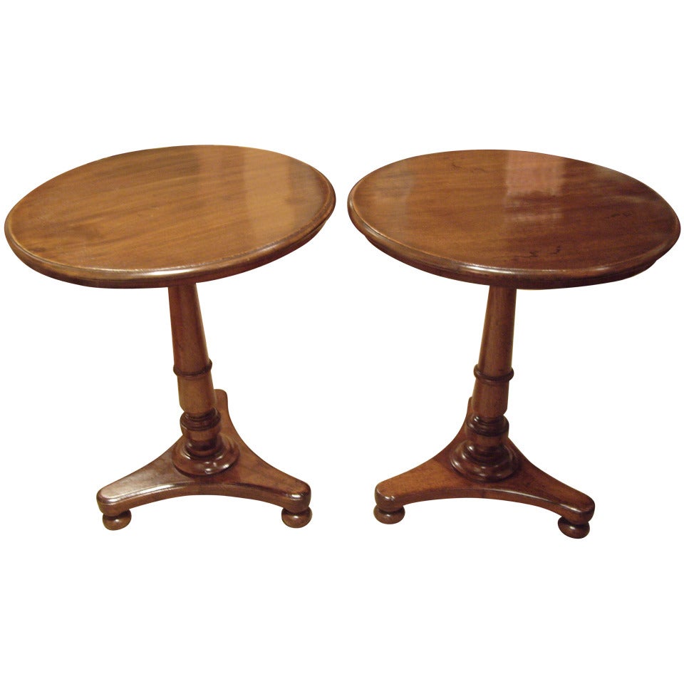 Pair  19th c. English Round Side Tables