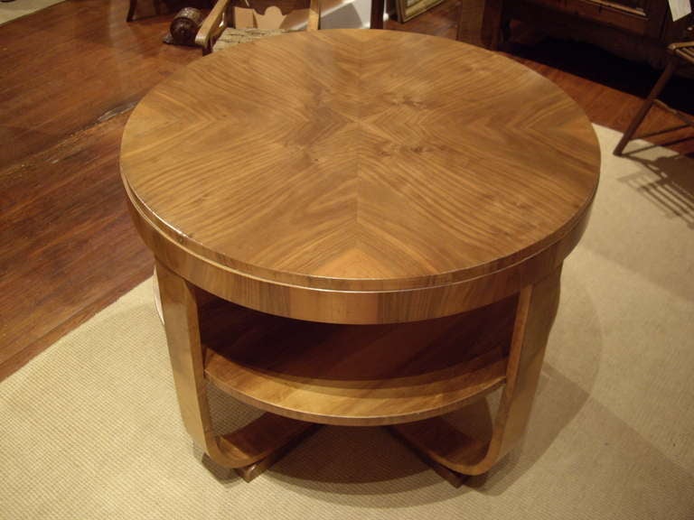 Art Deco walnut veneered side table.  Nicely matched veneers.