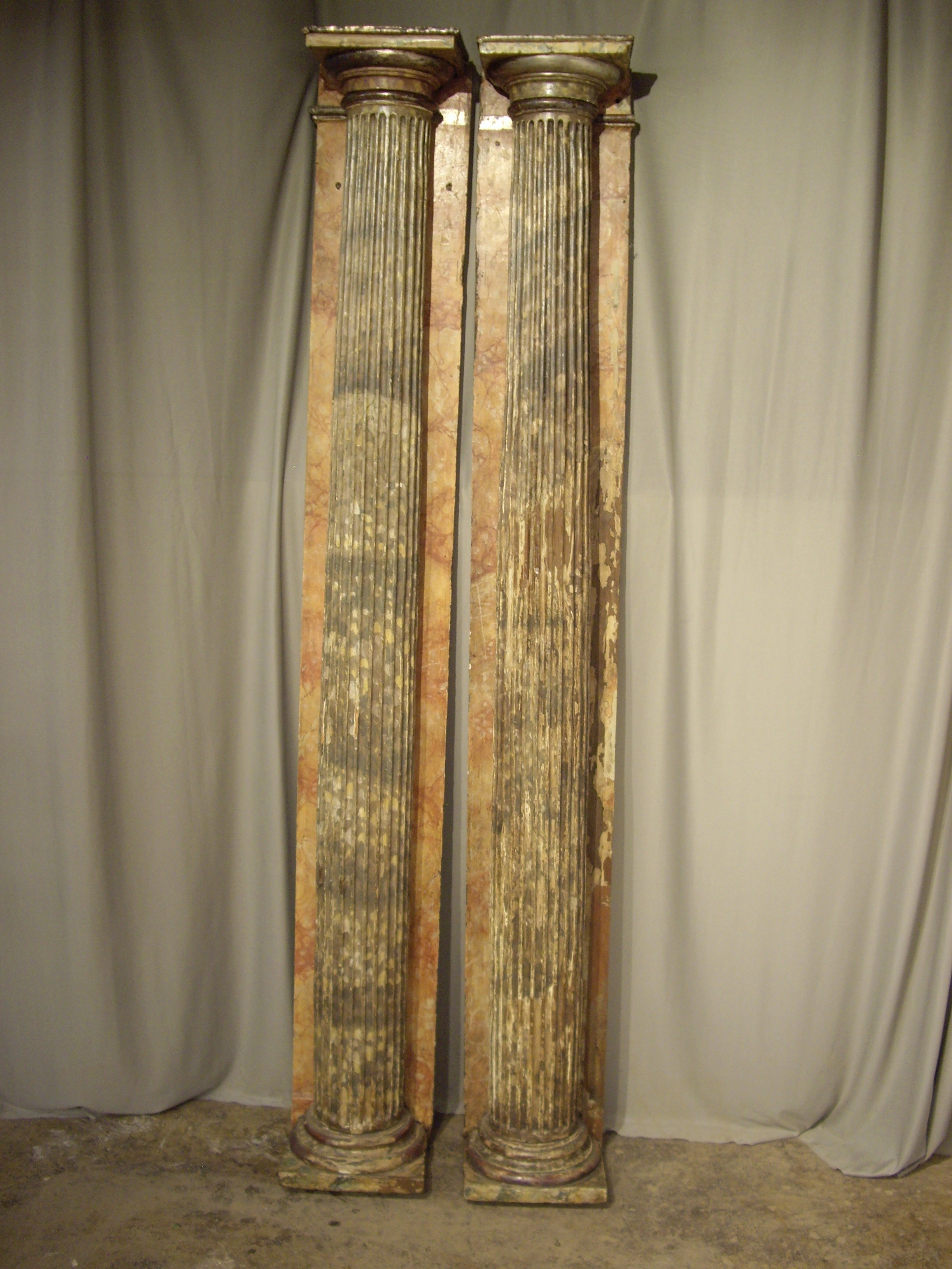 18th c. Italian faux marble columns For Sale