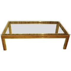 Vintage French Burl Wood and Brass Coffee Table