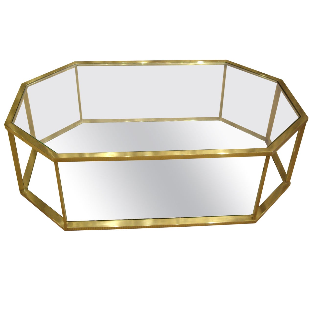 Vintage French 1960s Brass Coffee Table For Sale