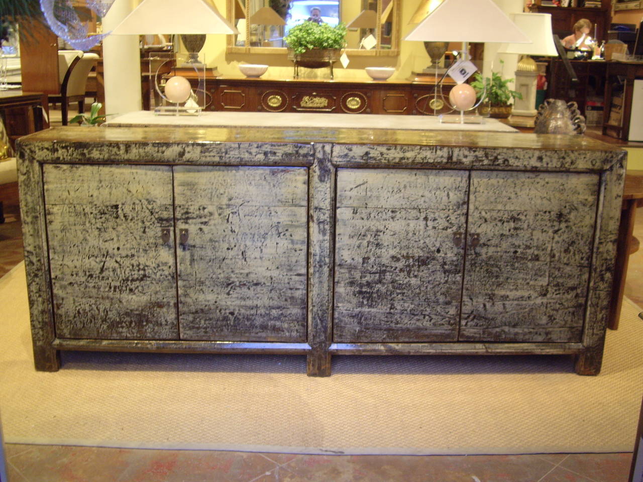 Beautiful antique Chinese lacquered enfilade with four doors.