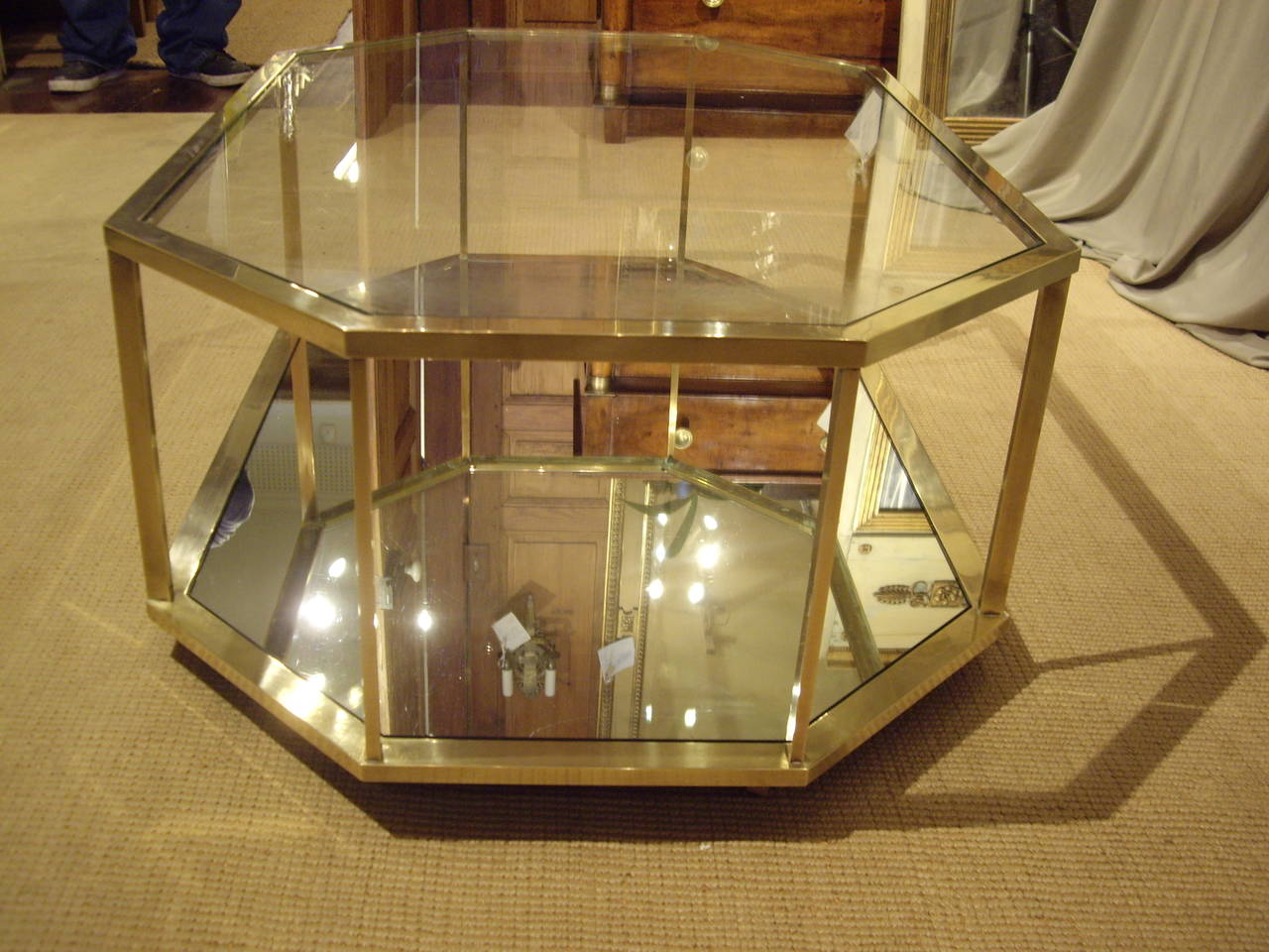 Mid-20th Century Vintage French 1960s Brass Coffee Table For Sale