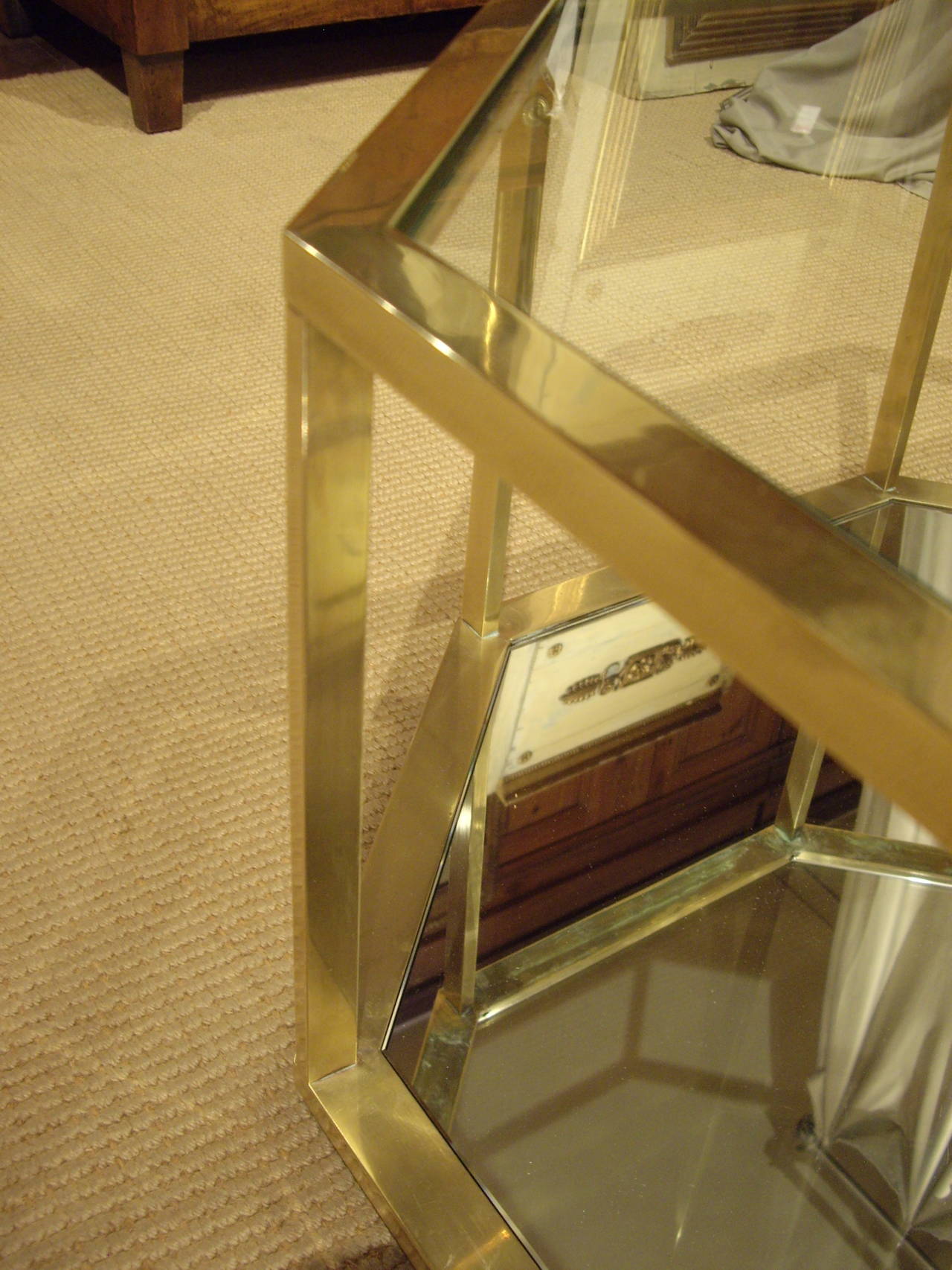 Vintage French 1960s Brass Coffee Table For Sale 2