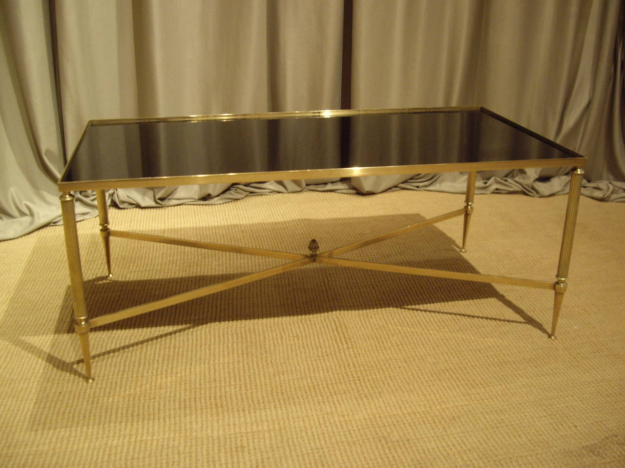 Vintage French Brass and Glass Coffee Table