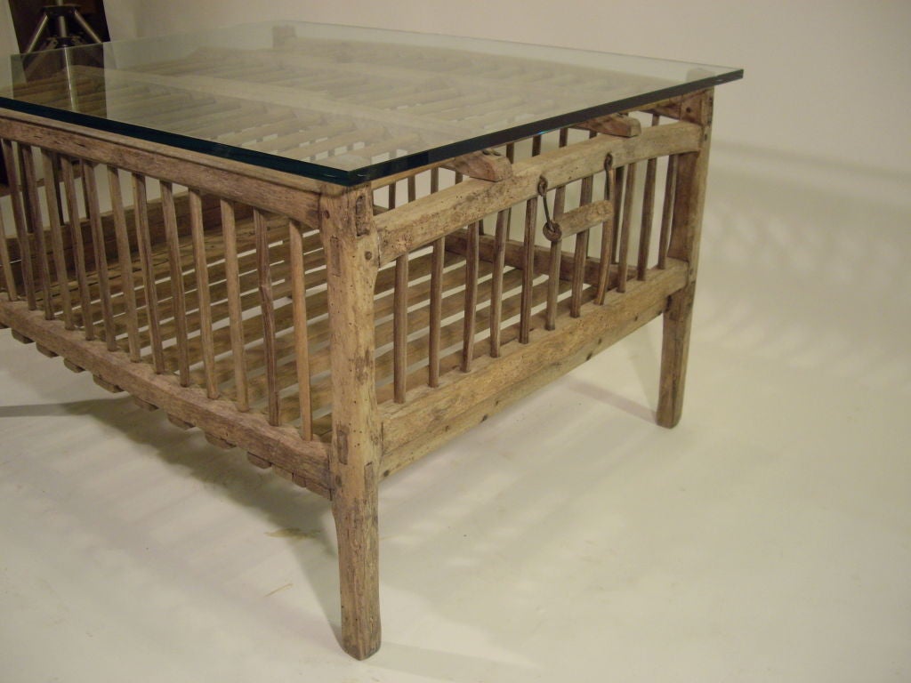 19th Century Rustic French chicken coop coffee table