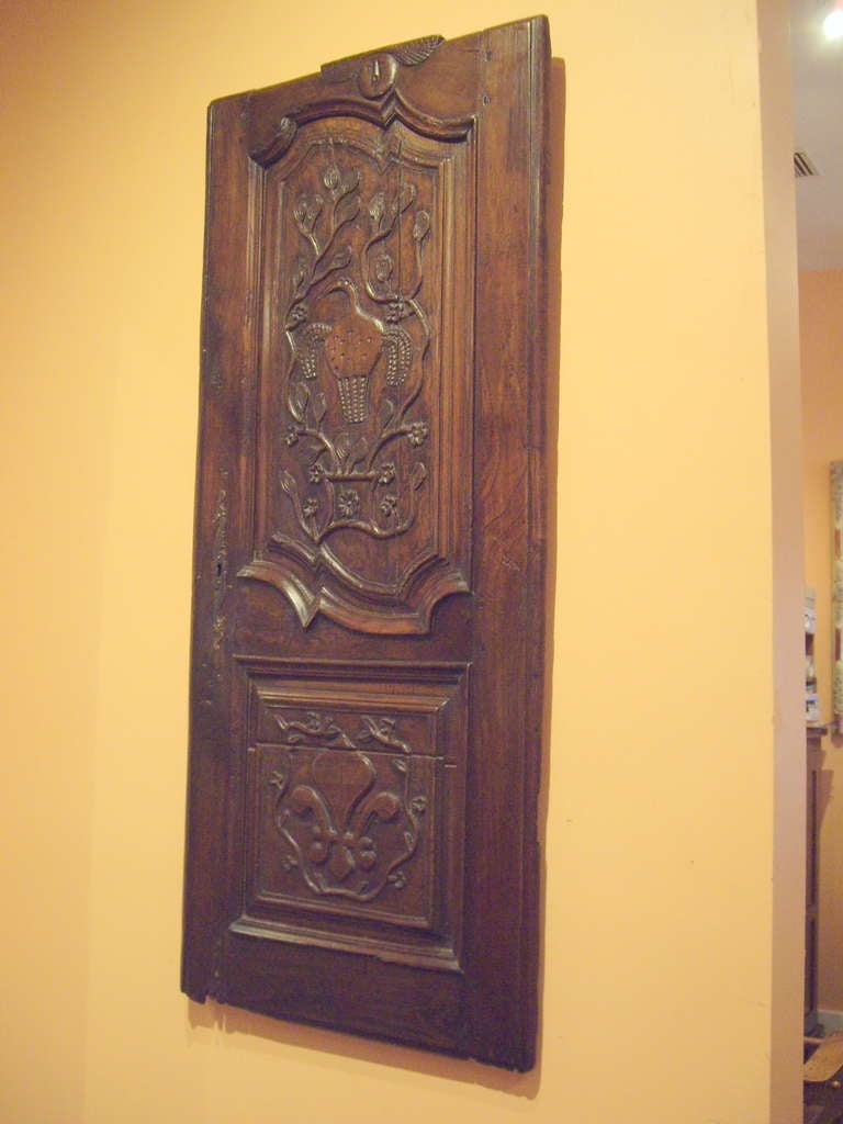18th C. Provincial Wood Carved Door Panel