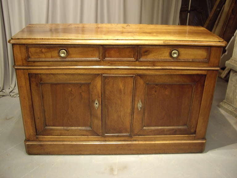 Lovely early 19th century French walnut  two drawer-two door buffet buffet. Very nice mellow patina.