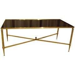 Vintage French Brass and Glass Coffee Table