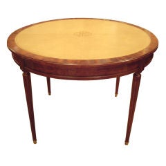 Louis XVI style leather top round extension table