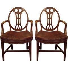 Antique Pair English 19th century arm chairs