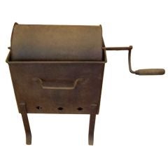 Used French iron 19th c coffee bean roaster