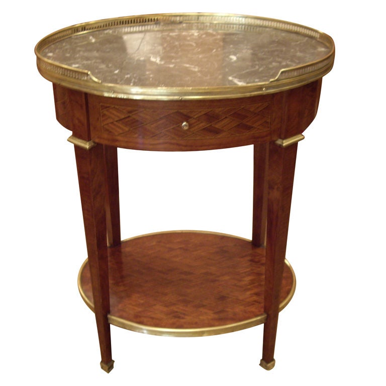 Oval inlaid Louis XVI side table