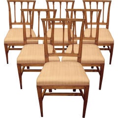 Six early 19th c. Italian walnut dining chairs