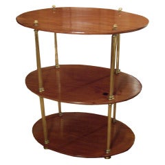 3-Tiered Brass and Mahogany table