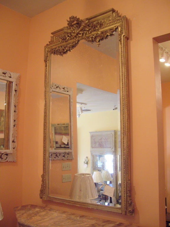 19th century French Louis XVI gilt mirror 4