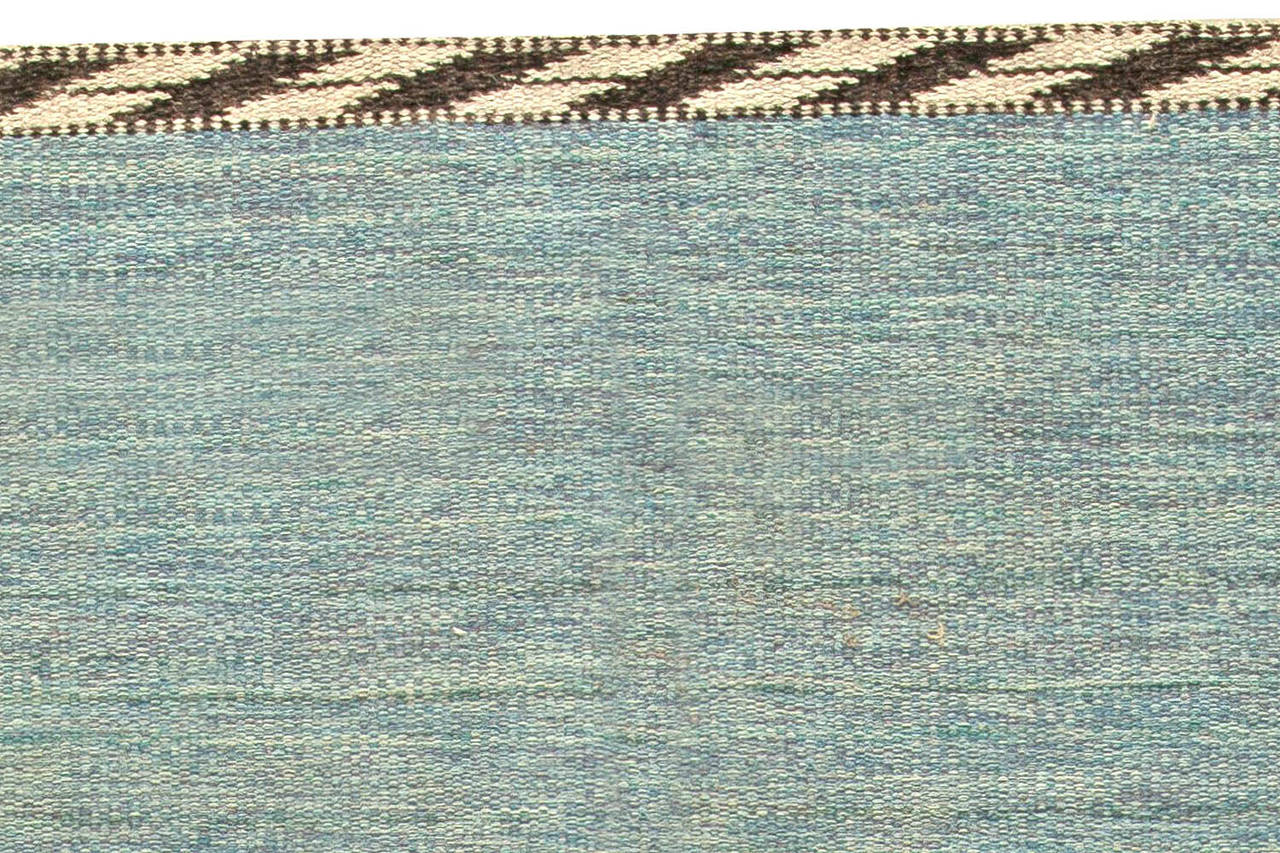 Scandinavian Modern Blue Vintage Scandinavian Flatweave Rug