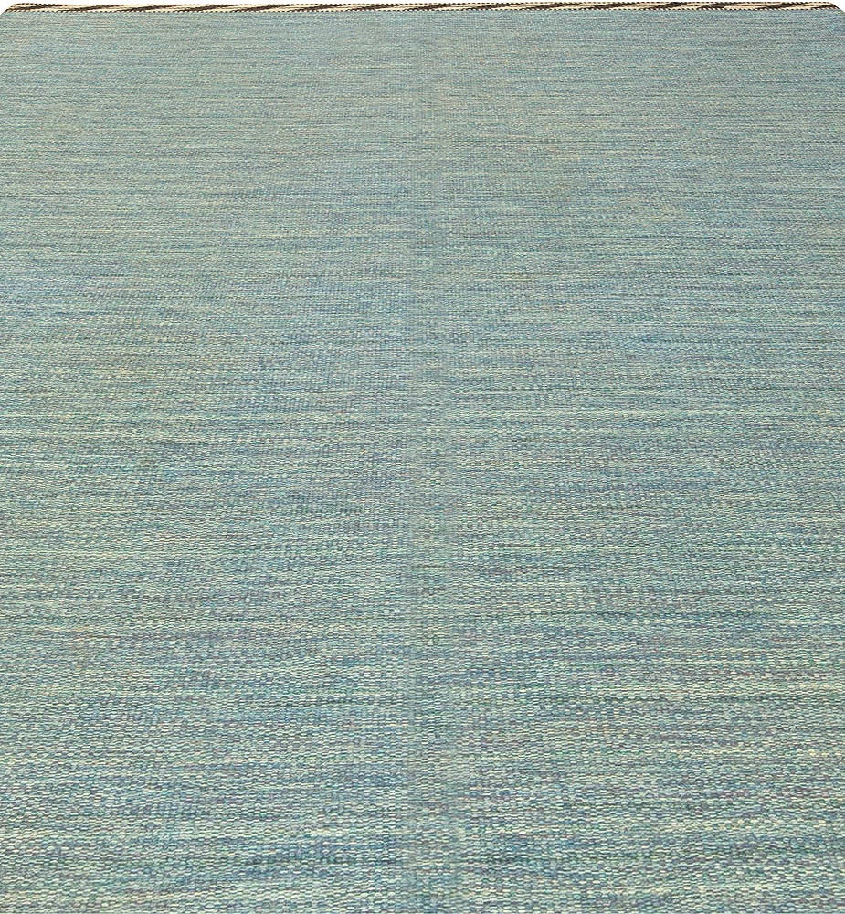 Swedish Blue Vintage Scandinavian Flatweave Rug