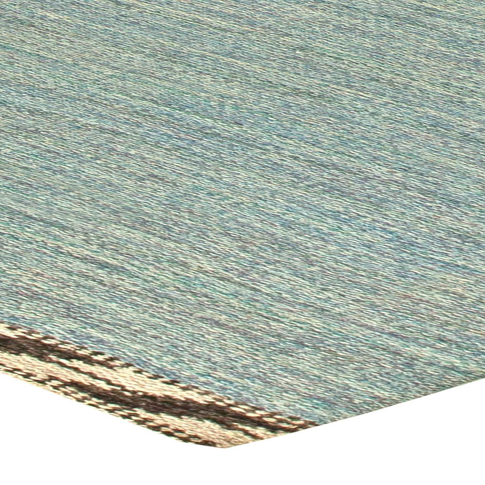 Blue Vintage Scandinavian Flatweave Rug In Excellent Condition In New York, NY